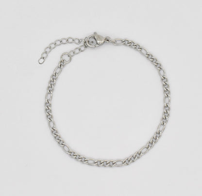 Bobbi Silver Figaro Chain Bracelet